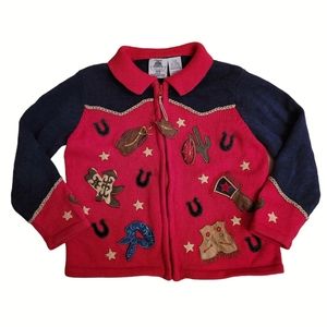 Vintage 1990s Y2K Tiara Girls western cowgirl rodeo embellished cardigan